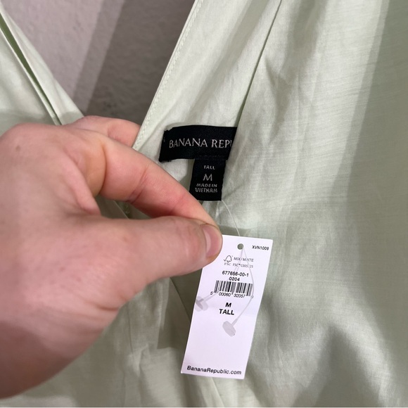 NWT Banana Republic organic cotton tencil tiered maxi dress size M Tall green - Picture 11 of 14